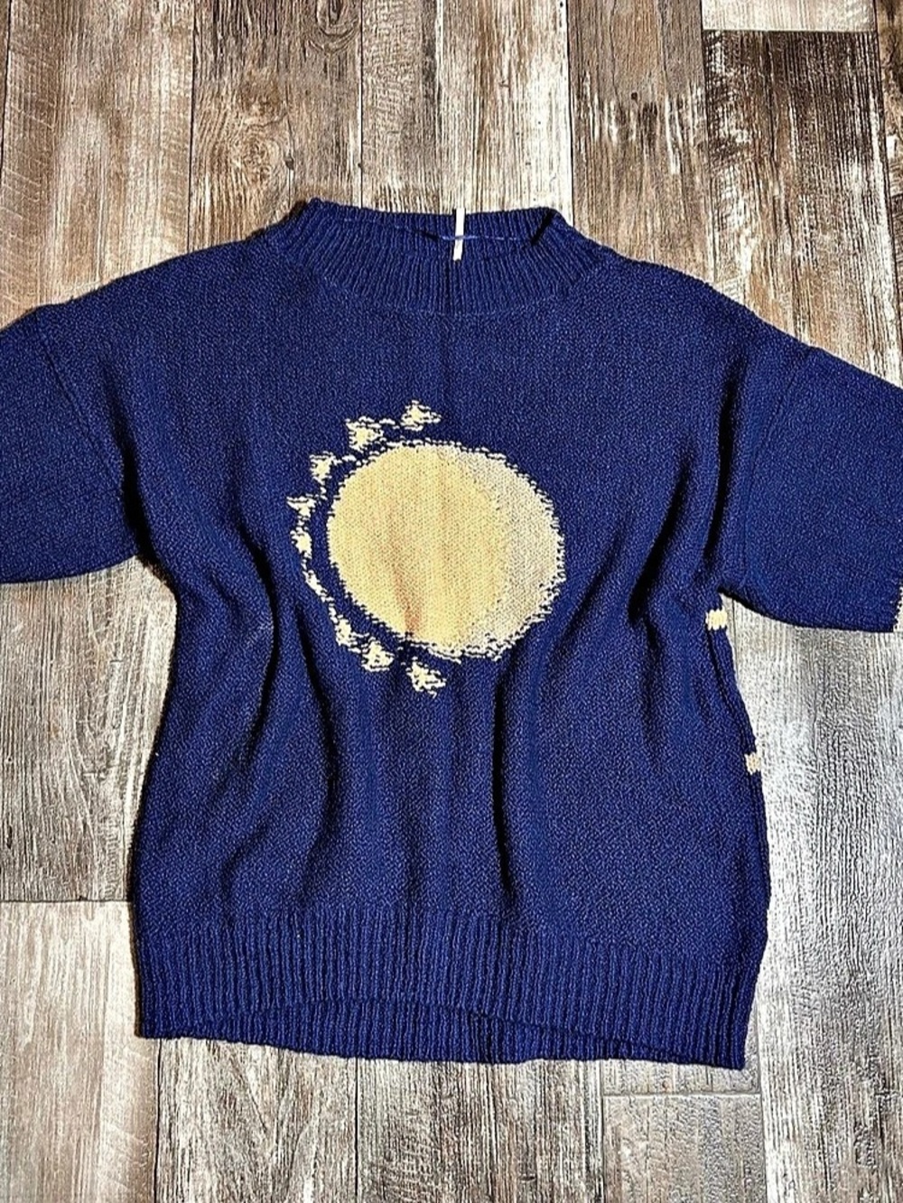 Free People Striped Knit Sweater in Blue & Yellow Size XS